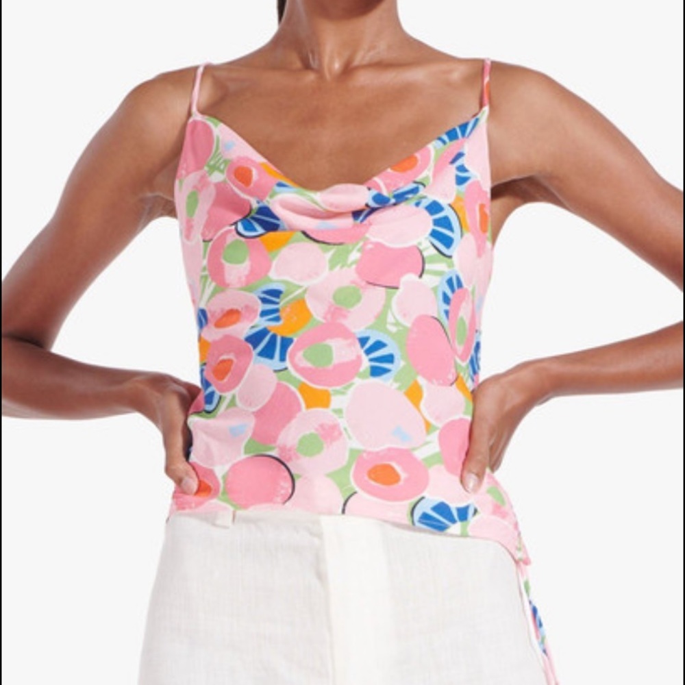 STAUD LIMON TOP | ABSTRACT PEACH BLOSSOM ×